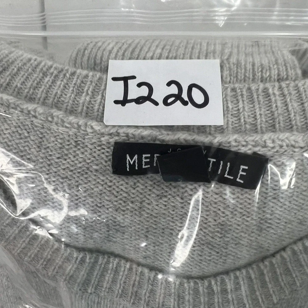 J.Crew Small Sweater Gray Tiered Bell Sleeve Crew Neck Heathered Knit Pullover
